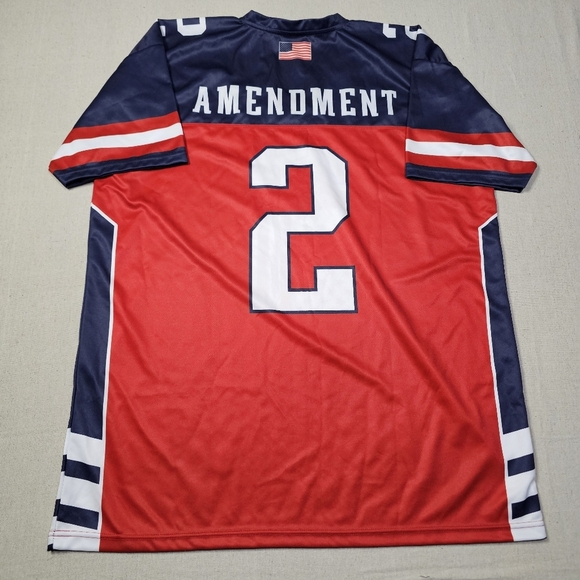 Greater Half USA 2nd Amendment Patriotic Jersey/Shirt Mens Size 2XL Red And Blue - Picture 2 of 7